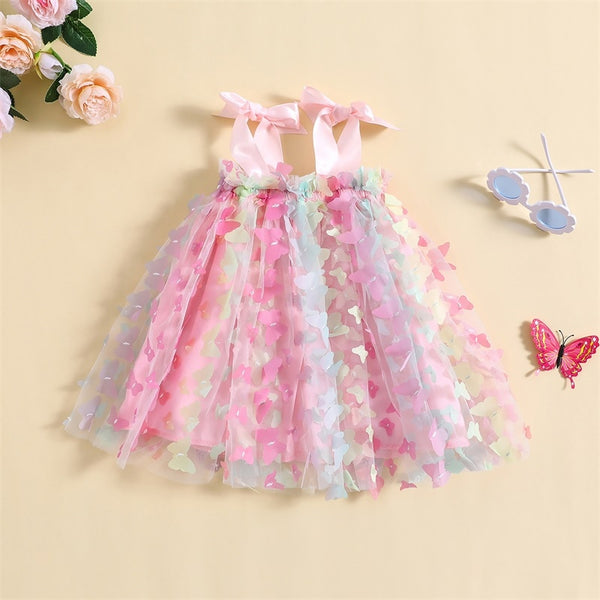 Hazel & Bo Butterfly Rainbow Tulle Romper Dress Rainbow / 3-6 Months