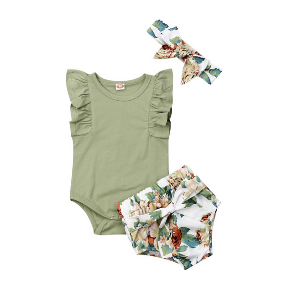 MOLLY Floral Outfit with Headband Hazel & Bo