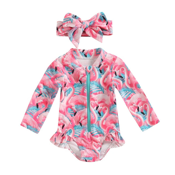 FLAMINGO Long-Sleeve Swimsuit - Hazel & Bo