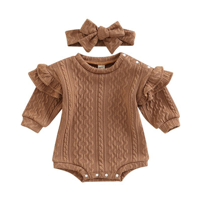 GEORGIA Cable Knit Romper with Headband