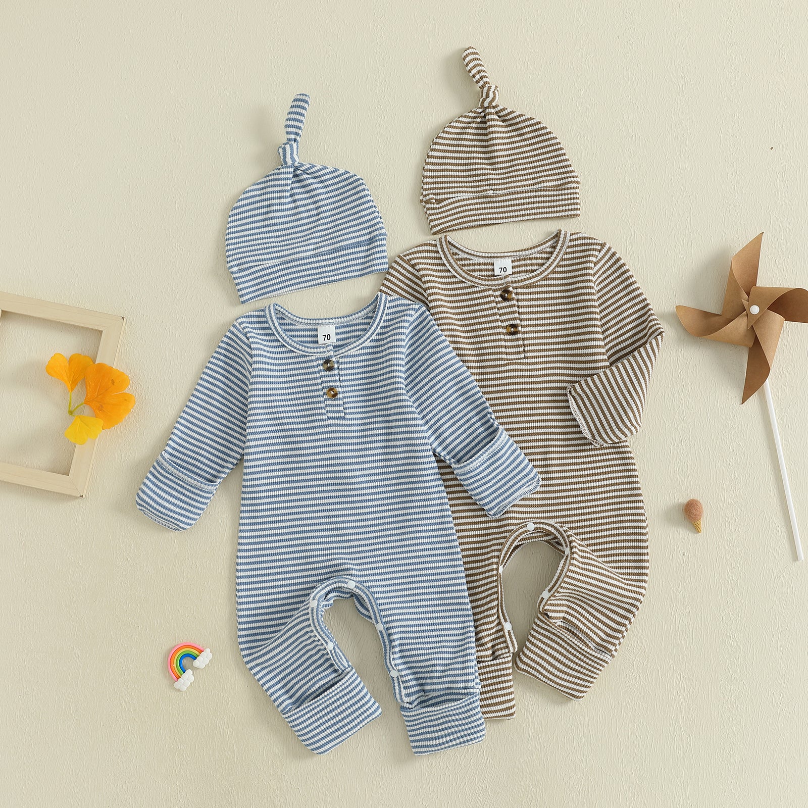 BENNY Striped Jumpsuit with Beanie