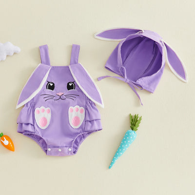 BUNNY Ruffle Romper with Bunny Cap