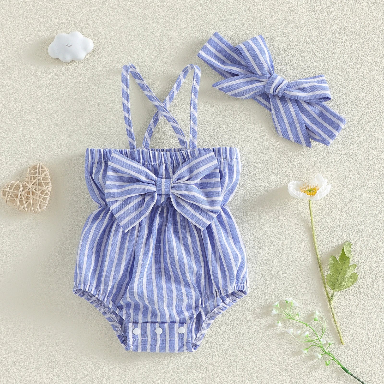 CHLOE Striped Bowtie Romper