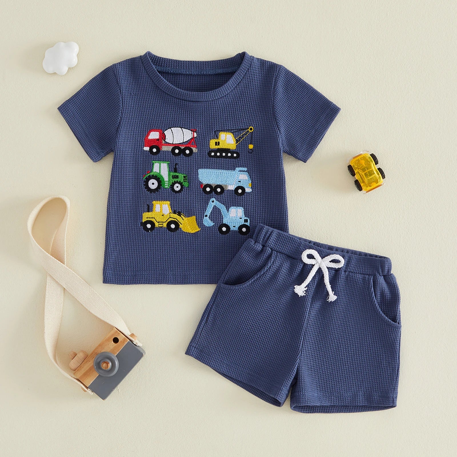 CONTRUCTION VEHICLES Waffle Knit Outfit