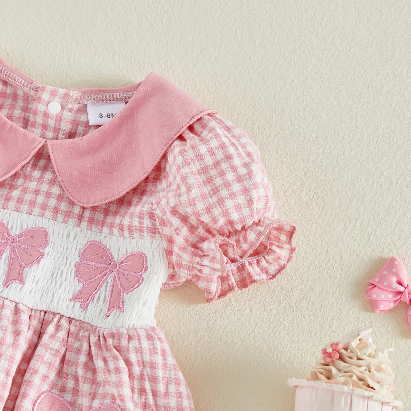 BOWTIES Checkered Romper Dress