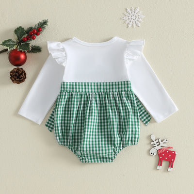 CHRISTMAS TREE Green Checkered Romper
