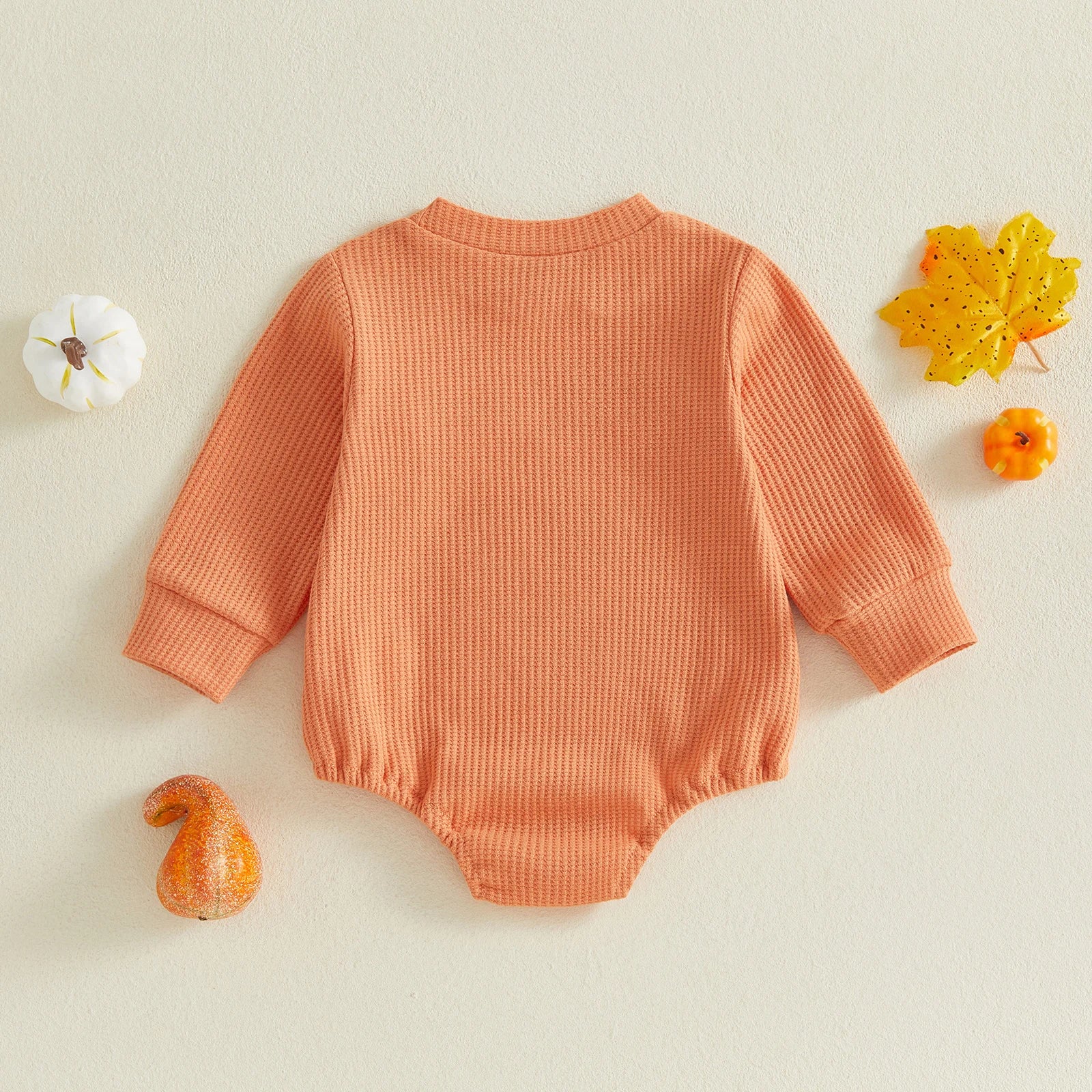 PUMPKIN Waffle Knit Long-Sleeve Onesie