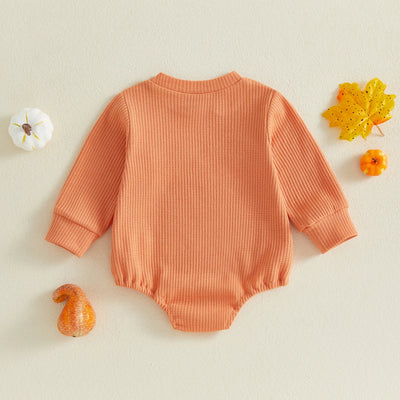 PUMPKIN Waffle Knit Long-Sleeve Onesie
