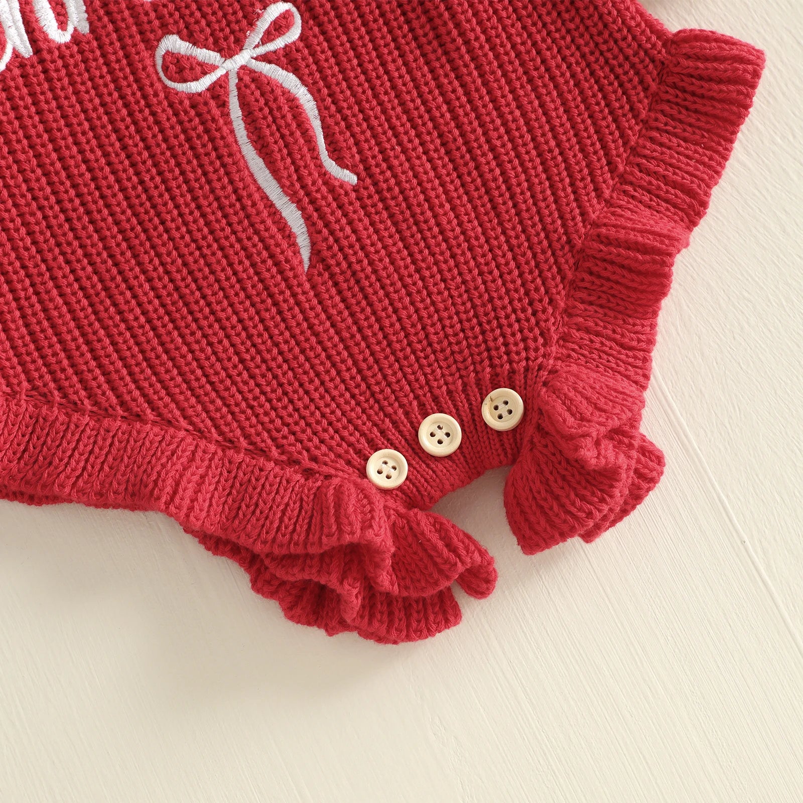 MY FIRST CHRISTMAS Knitted Ruffle Romper
