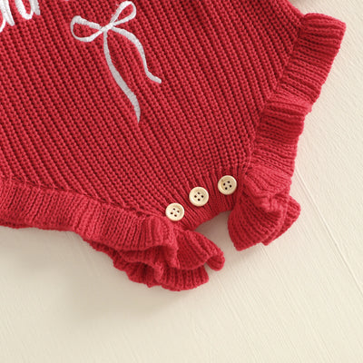MY FIRST CHRISTMAS Knitted Ruffle Romper