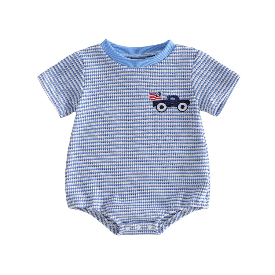 USA TRUCK Striped Onesie