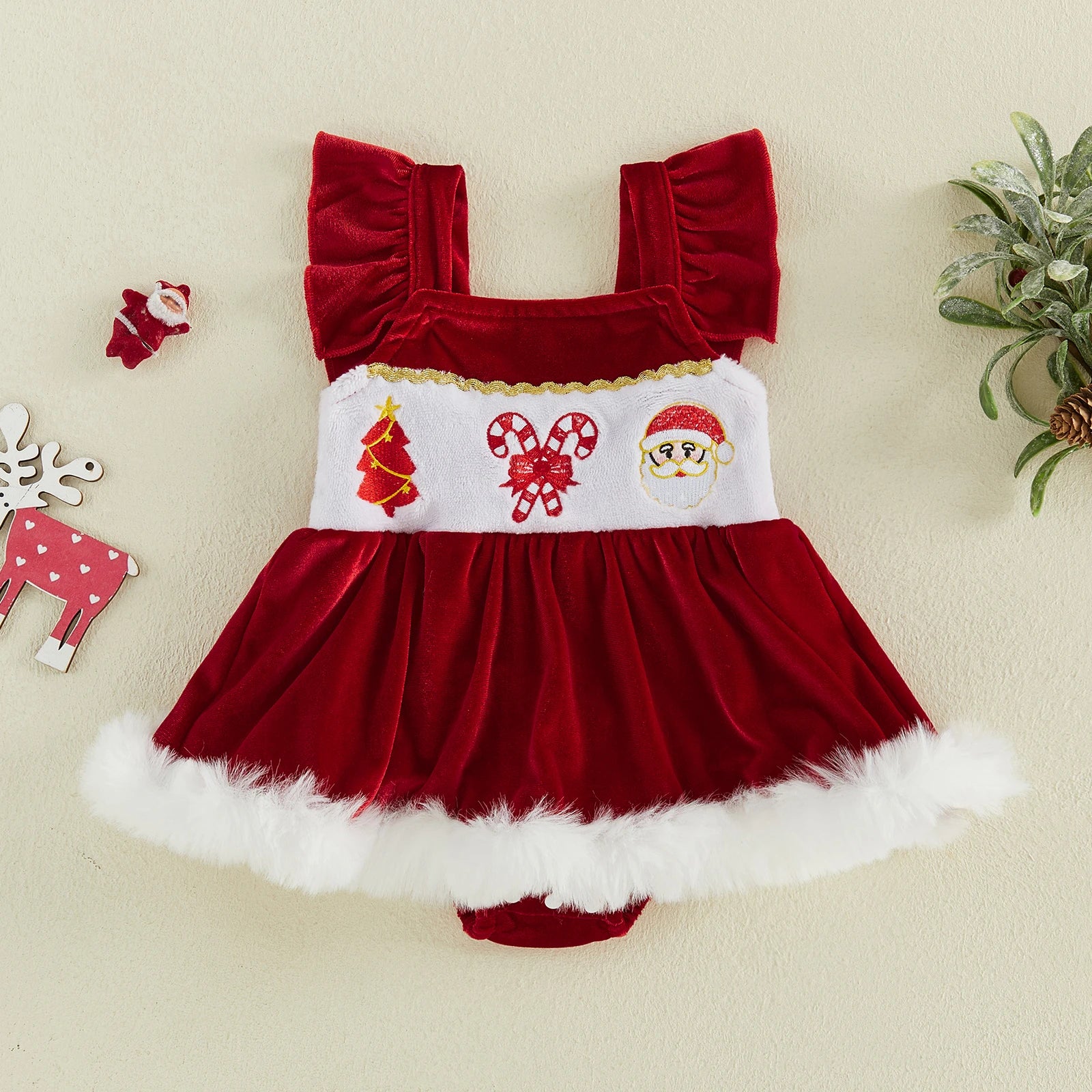 CHRISTMAS Velvet Romper Dress