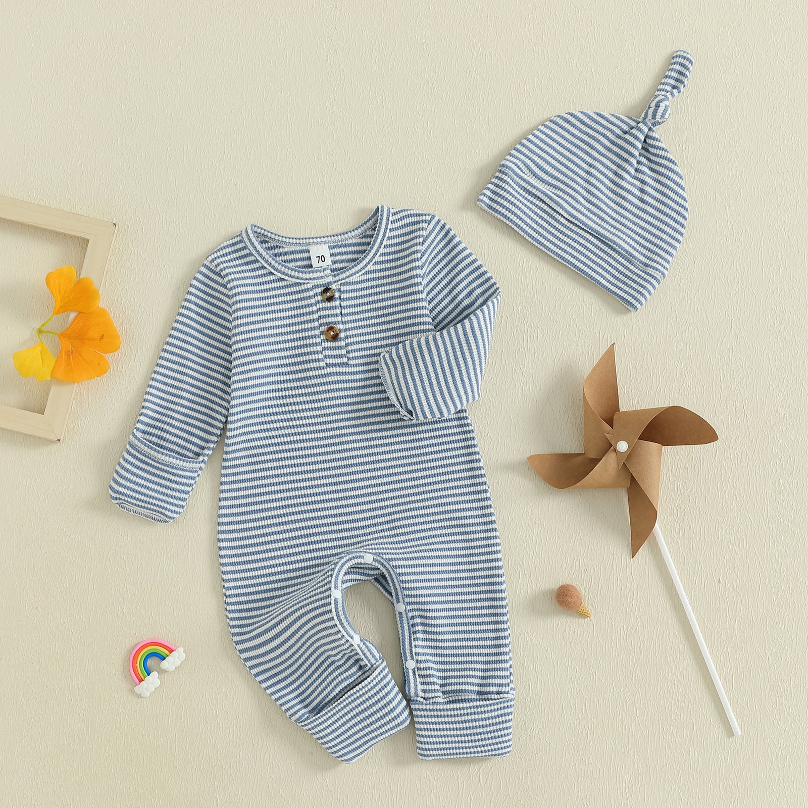 BENNY Striped Jumpsuit with Beanie