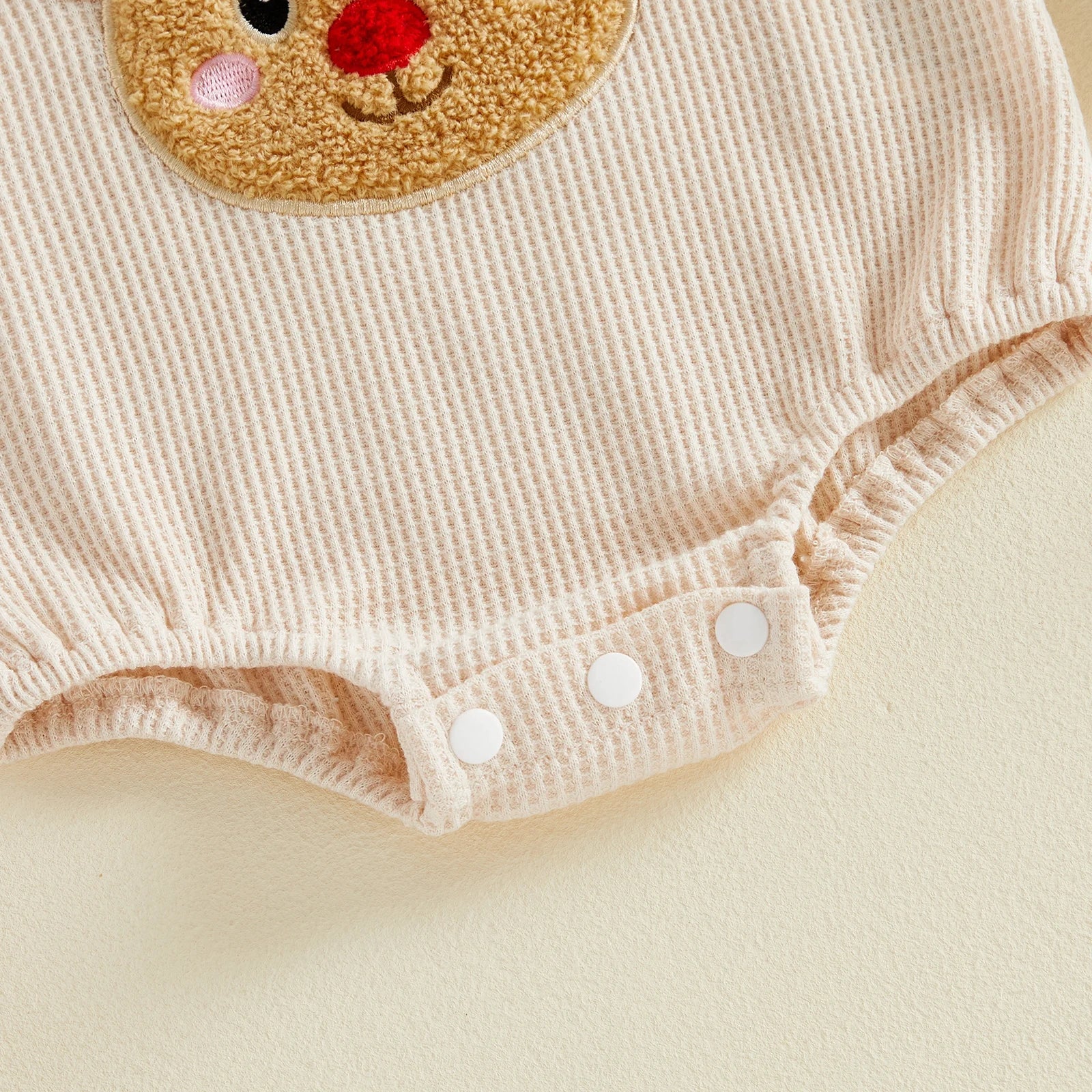 BABY REINDEER Waffle Knit Long-Sleeve Romper