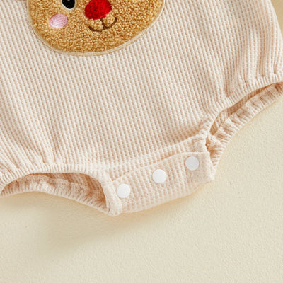 BABY REINDEER Waffle Knit Long-Sleeve Romper
