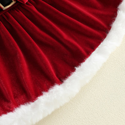 LITTLE MISS SANTA Velvet Bowtie Dress
