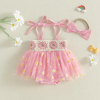 DAISIES Crochet Tulle Romper