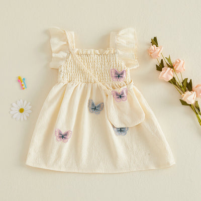 BUTTERFLIES Smocked Dress with Purse