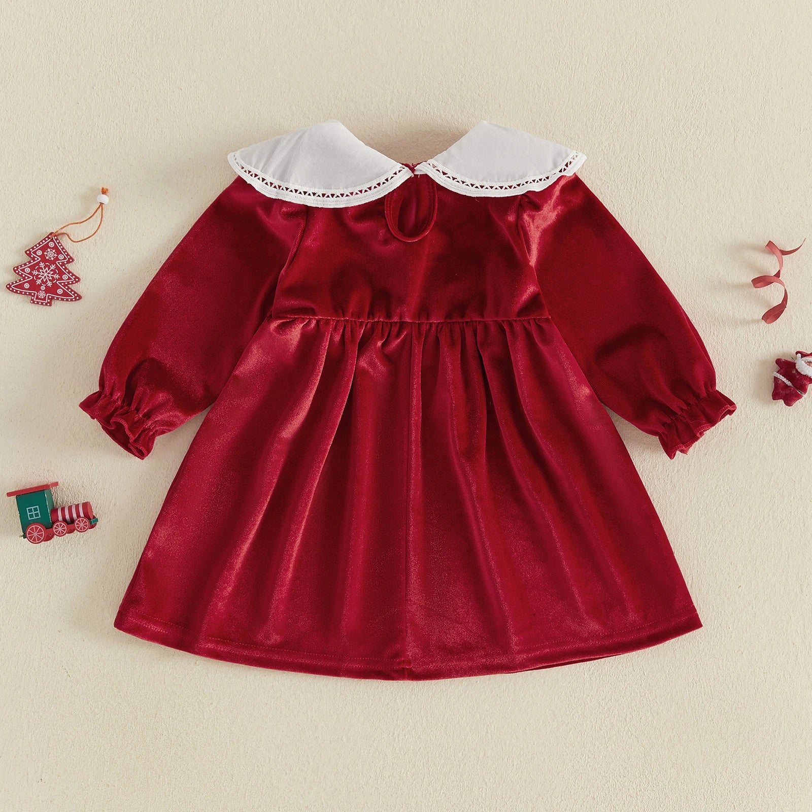 MERRY CHRISTMAS Velvet Collar Dress