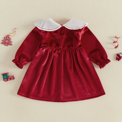 MERRY CHRISTMAS Velvet Collar Dress