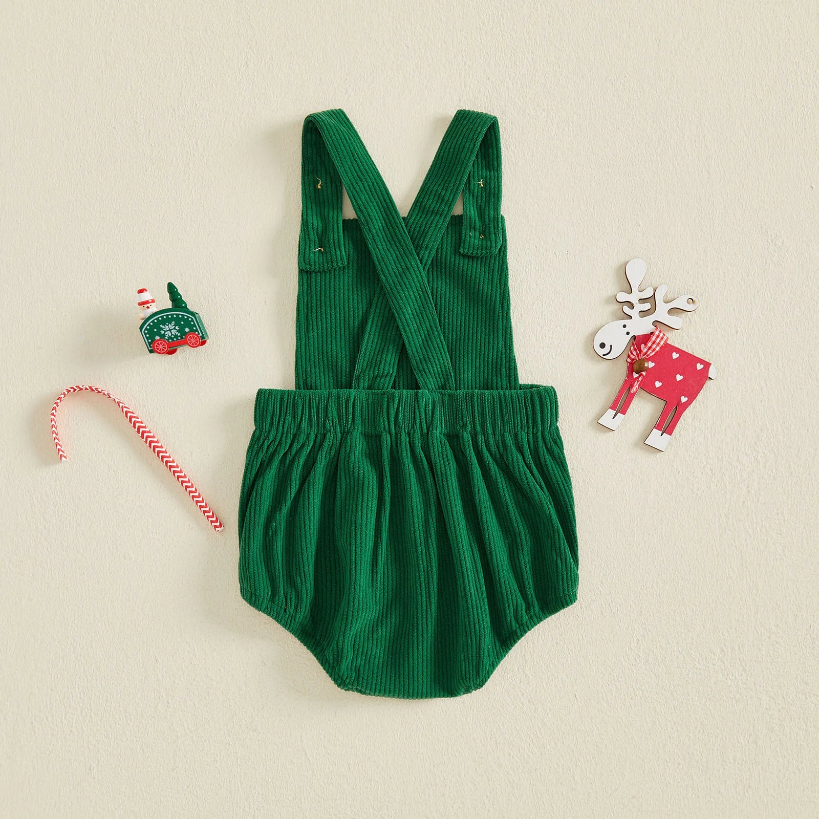 MY FIRST CHRISTMAS Green Corduroy Romper