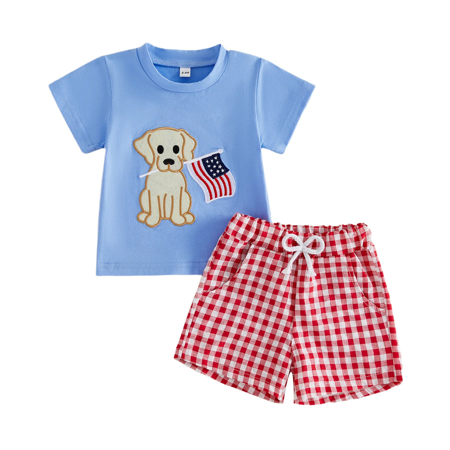 PATRIOTIC PUP Checkered Outfit