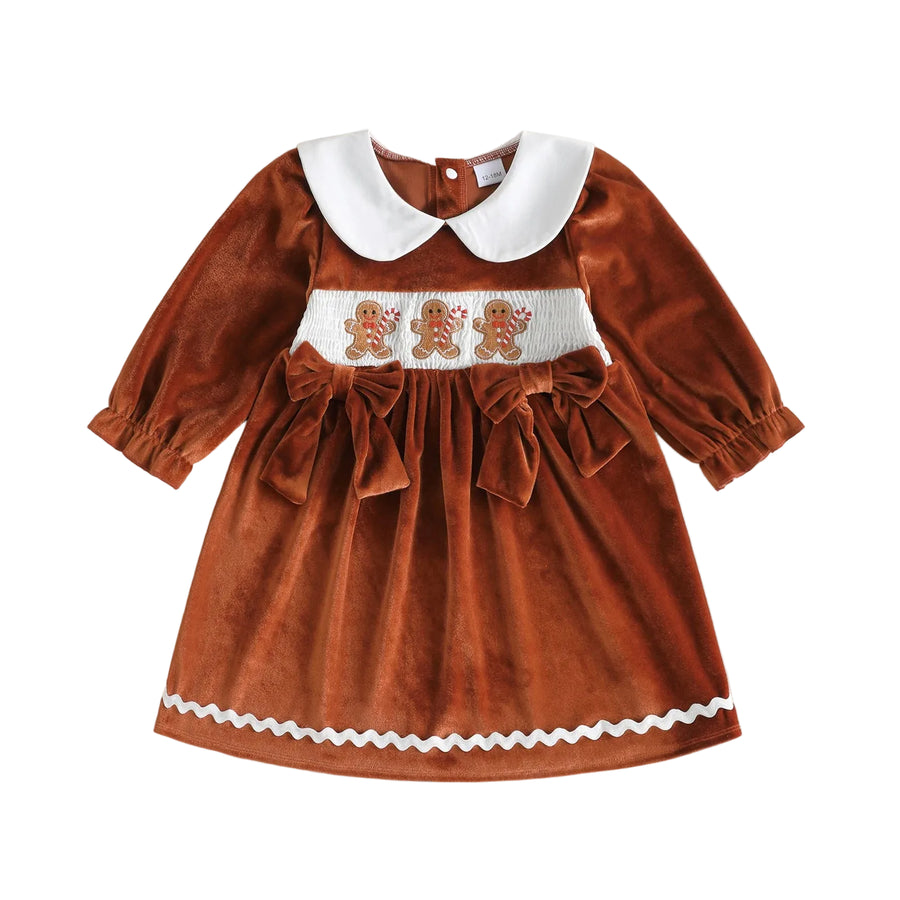 GINGERBREAD MAN Velvet Bowtie Dress