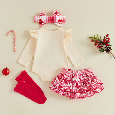 MY FIRST CHRISTMAS Checkered Layered Bloomers Outfit