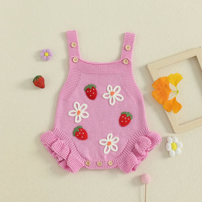 STRAWBERRIES & DAISIES Knitted Romper
