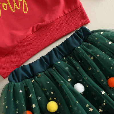 HOLLY JOLLY Pompom Skirt Outfit