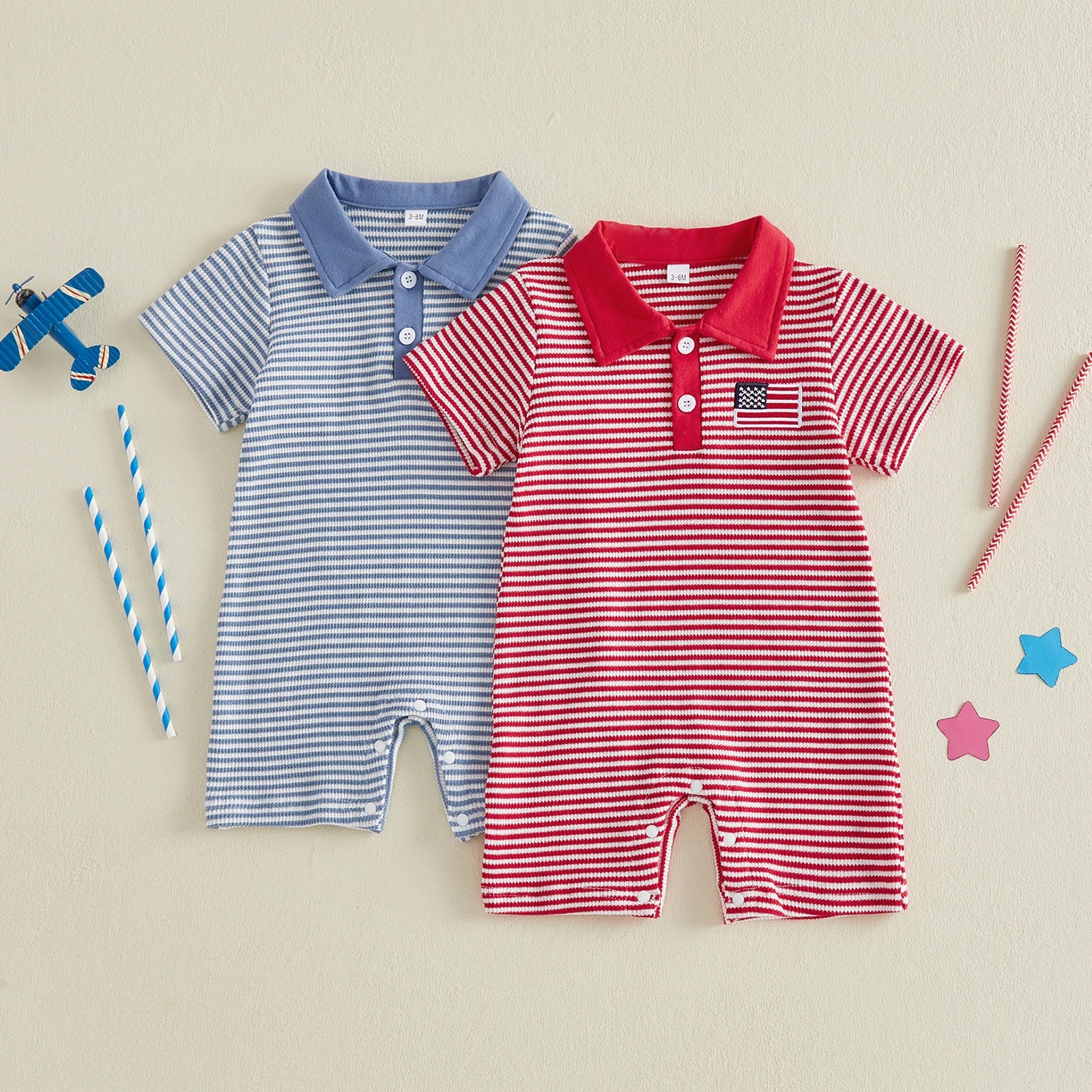 AMERICA Striped Polo Jumpsuit