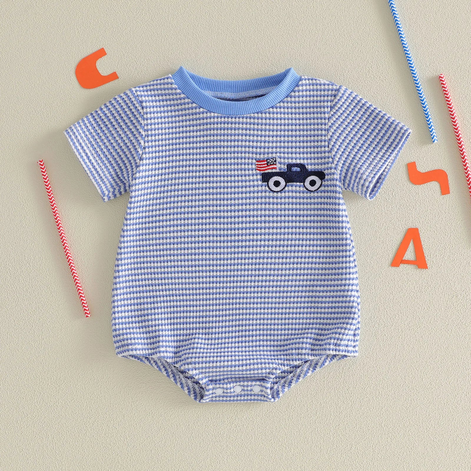 USA TRUCK Striped Onesie