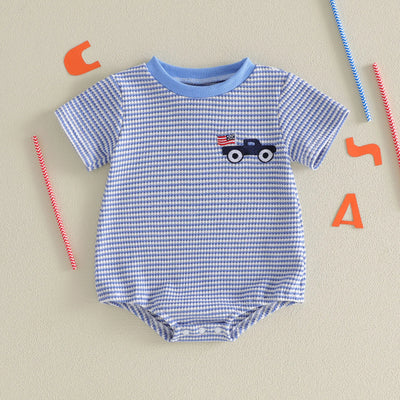 USA TRUCK Striped Onesie