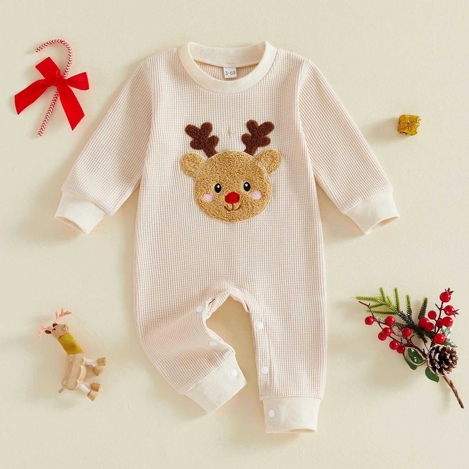 BABY REINDEER Waffle Knit Jumpsuit