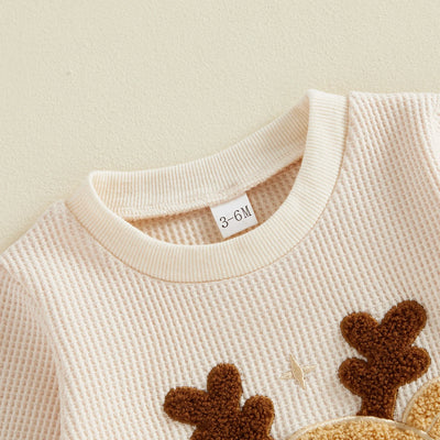 BABY REINDEER Waffle Knit Long-Sleeve Romper