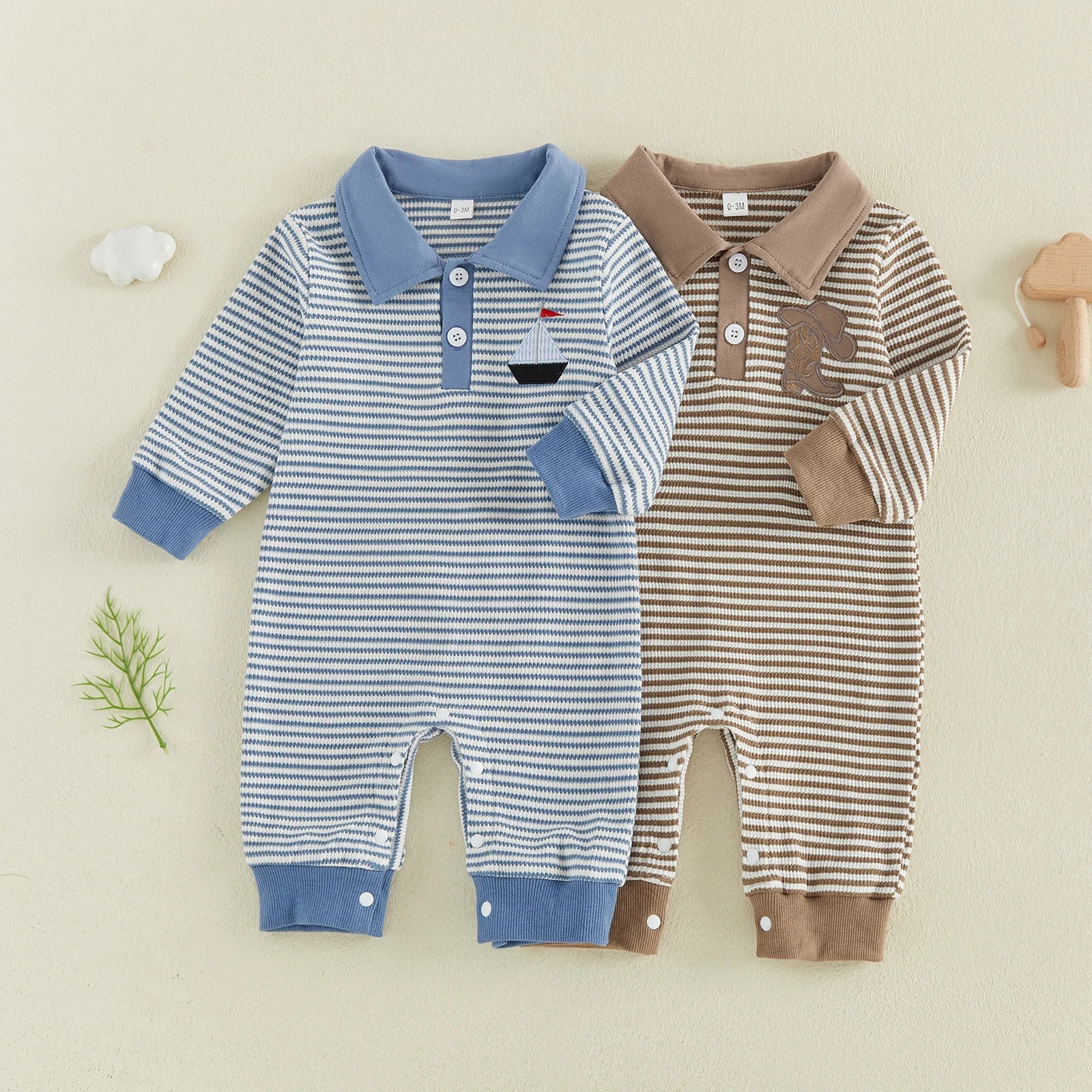 LITTLE MAN Collared Striped Jumpsuit