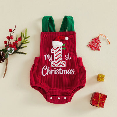 MY 1ST CHRISTMAS Santa Hat Corduroy Romper