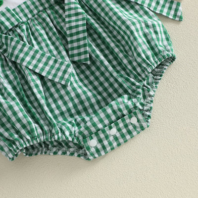 CHRISTMAS TREE Green Checkered Romper