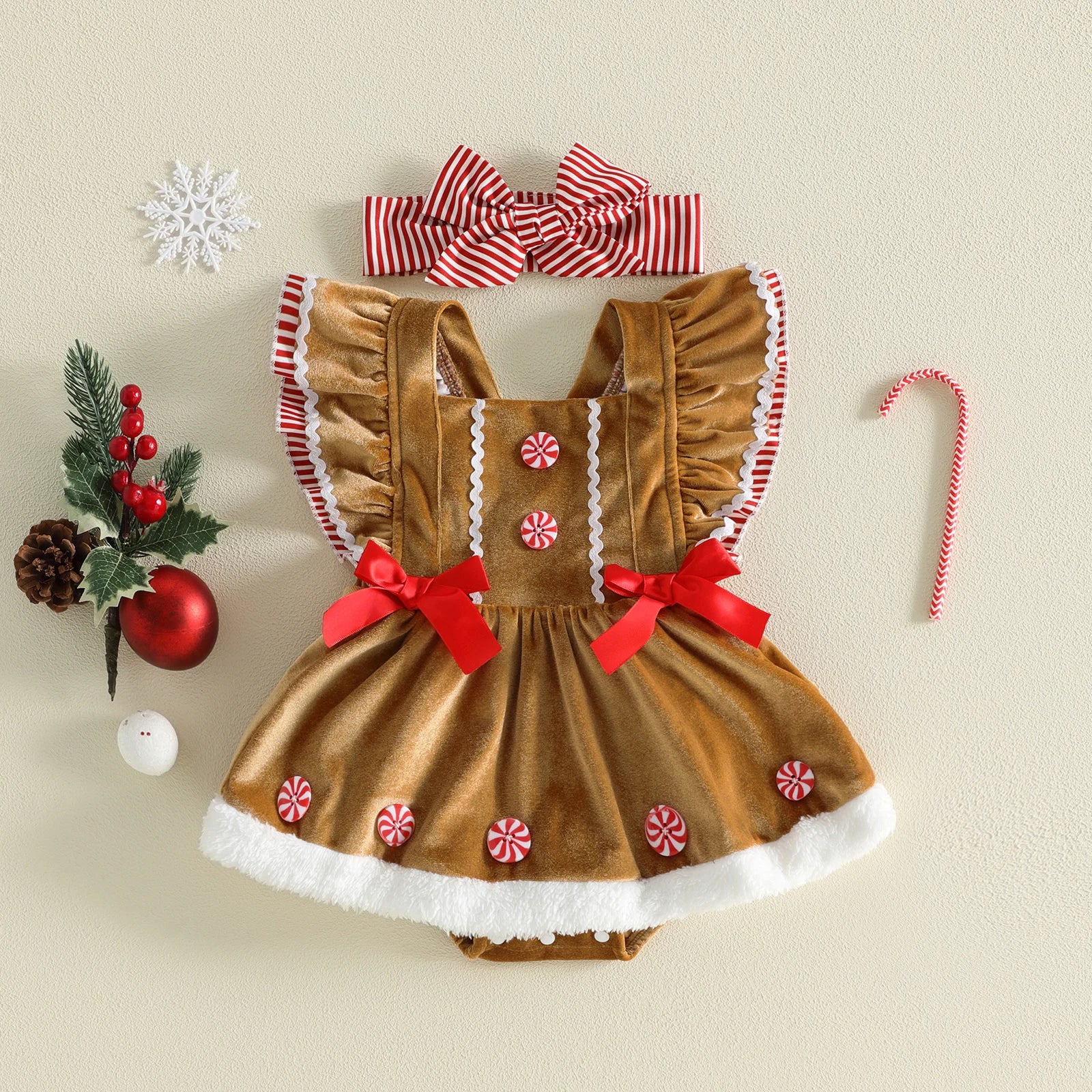 GINGERBREAD GIRL Bowtie Romper