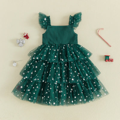 CHRISTMAS Layered Pompom Dress