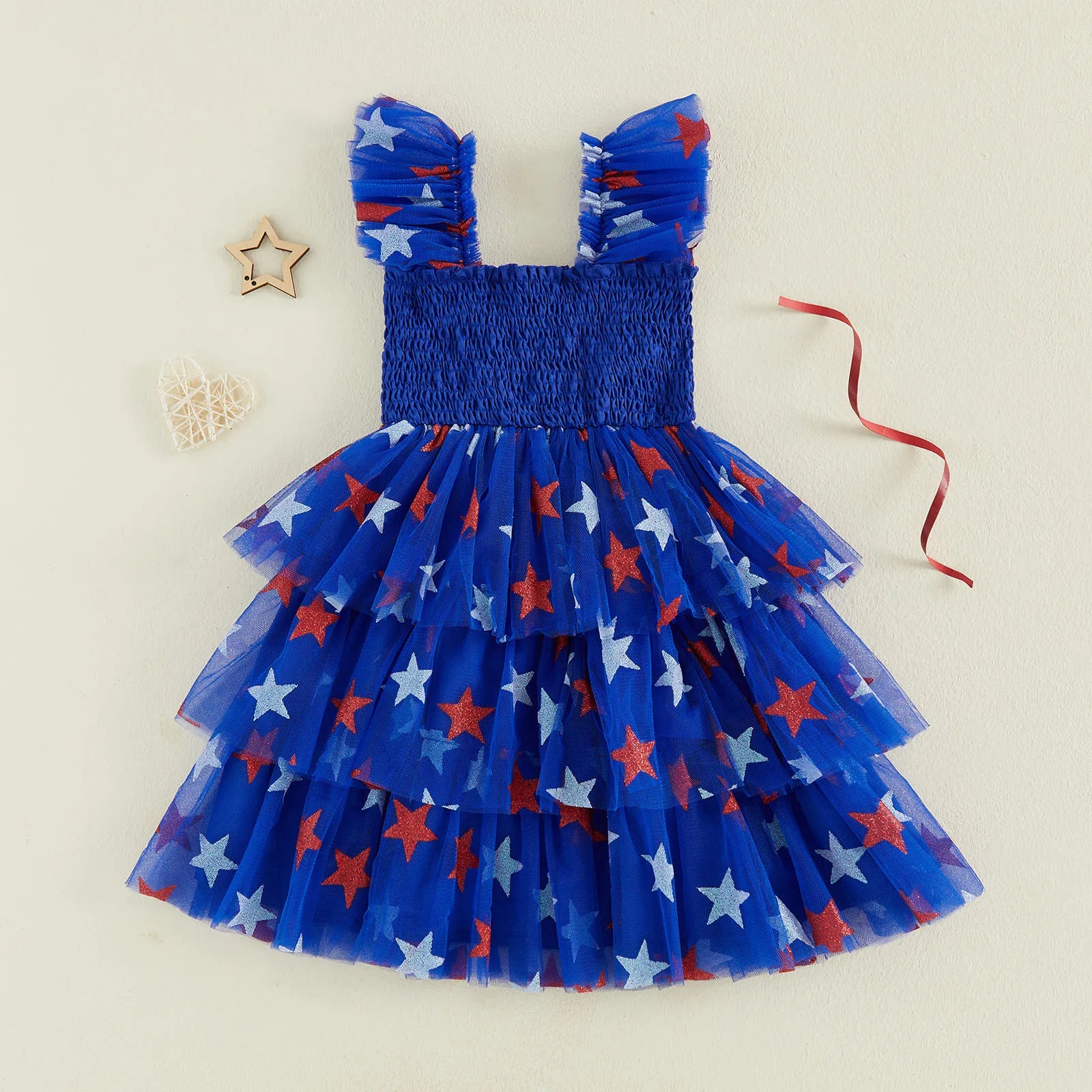 RED WHITE AND BLUE Layered Tulle Dress