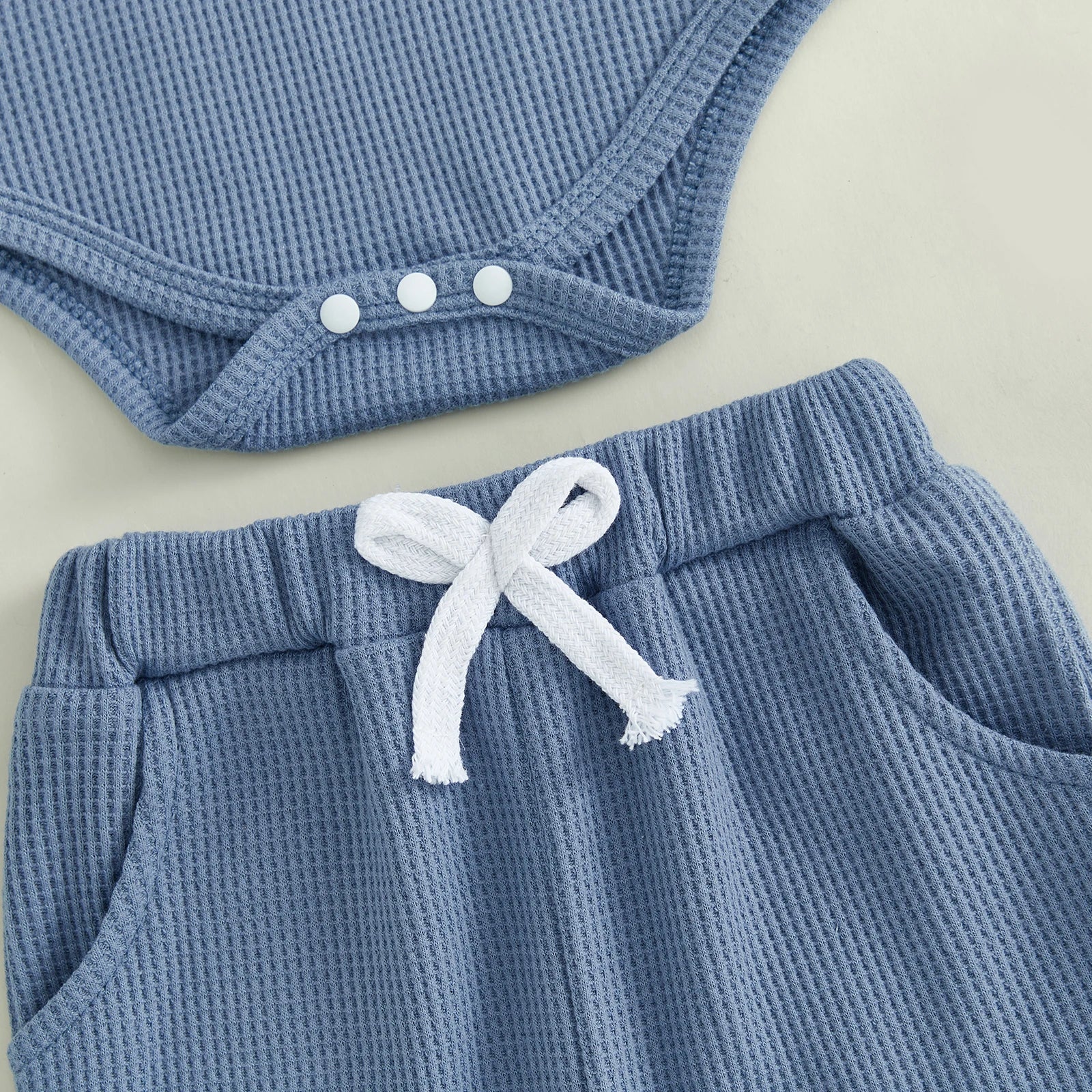 LITTLE SISTER/BROTHER Waffle Knit Outfit