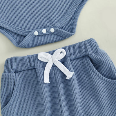 LITTLE SISTER/BROTHER Waffle Knit Outfit