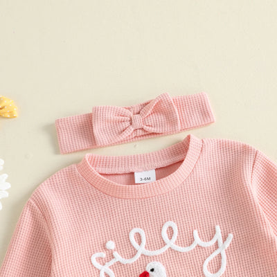 SILLY GOOSE Pink Waffle Knit Outfit