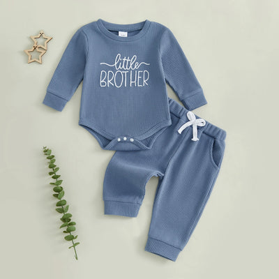 LITTLE SISTER/BROTHER Waffle Knit Outfit