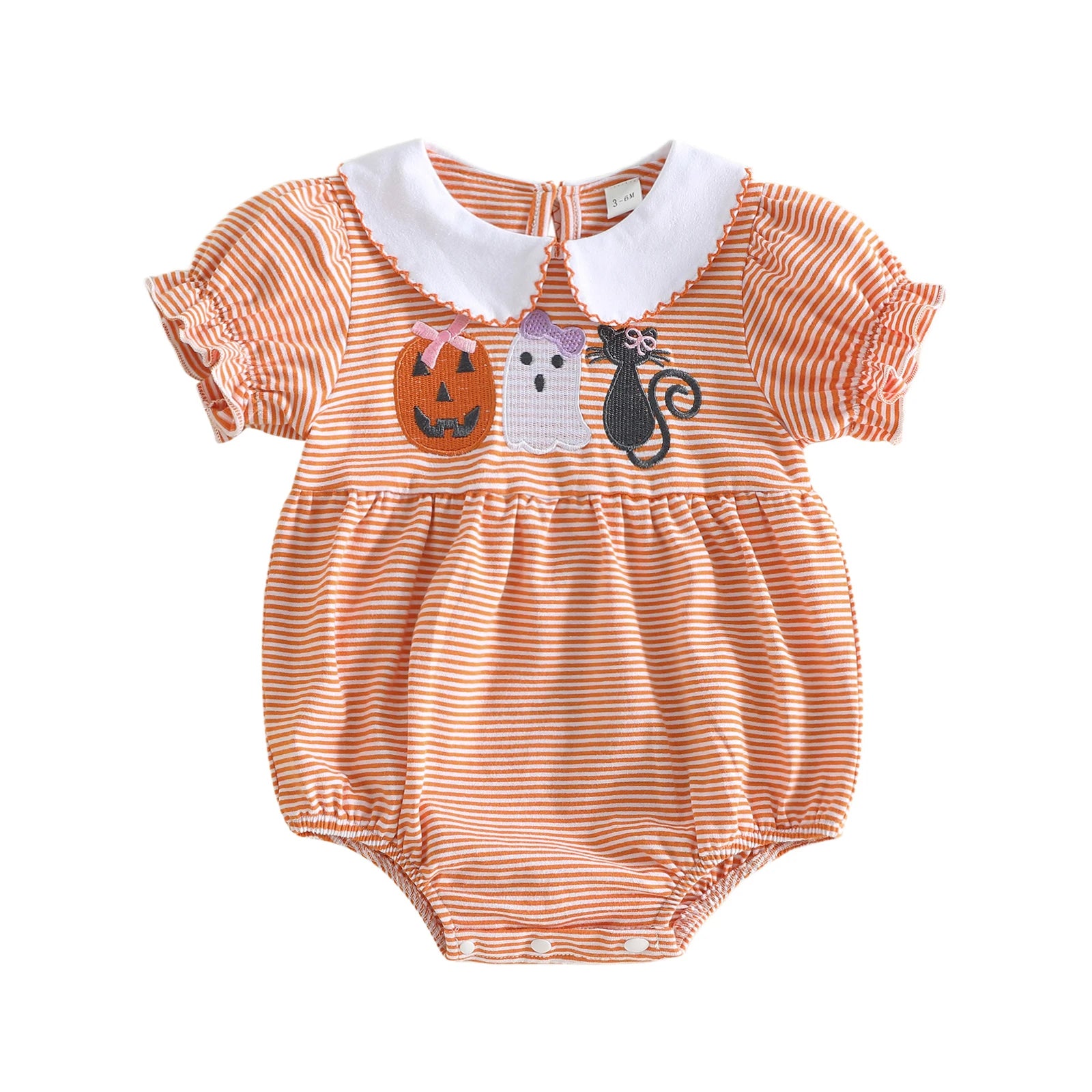 HALLOWEEN Striped Collared Romper