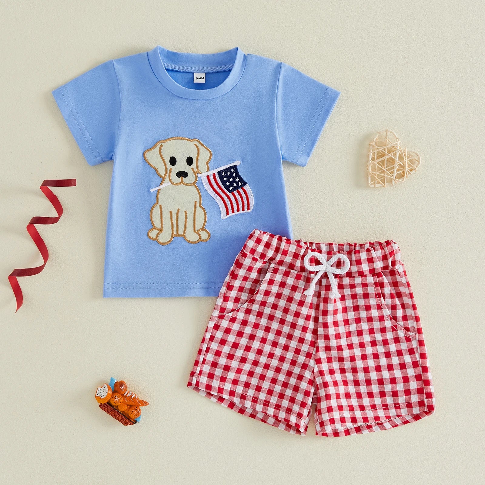 PATRIOTIC PUP Checkered Outfit