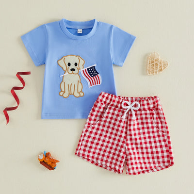 PATRIOTIC PUP Checkered Outfit