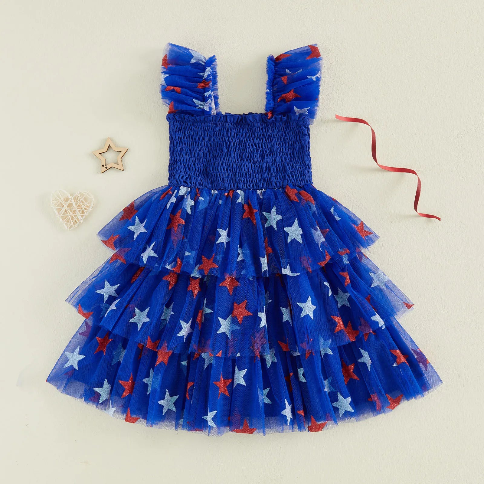 RED WHITE AND BLUE Layered Tulle Dress