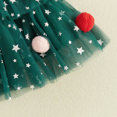 CHRISTMAS Layered Pompom Dress